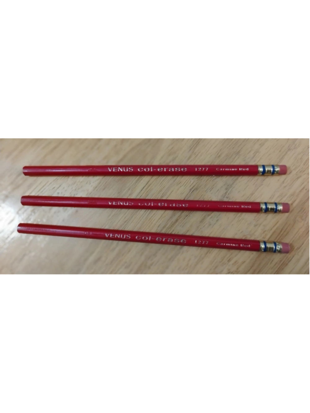 3 Venus Col-Erase 1277 Carmine Red Colored Wood Pencils NOS